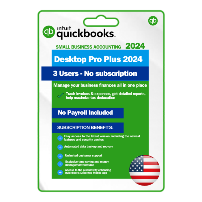 QuickBooks Desktop Pro Plus 2024 Lifetime license 3 users